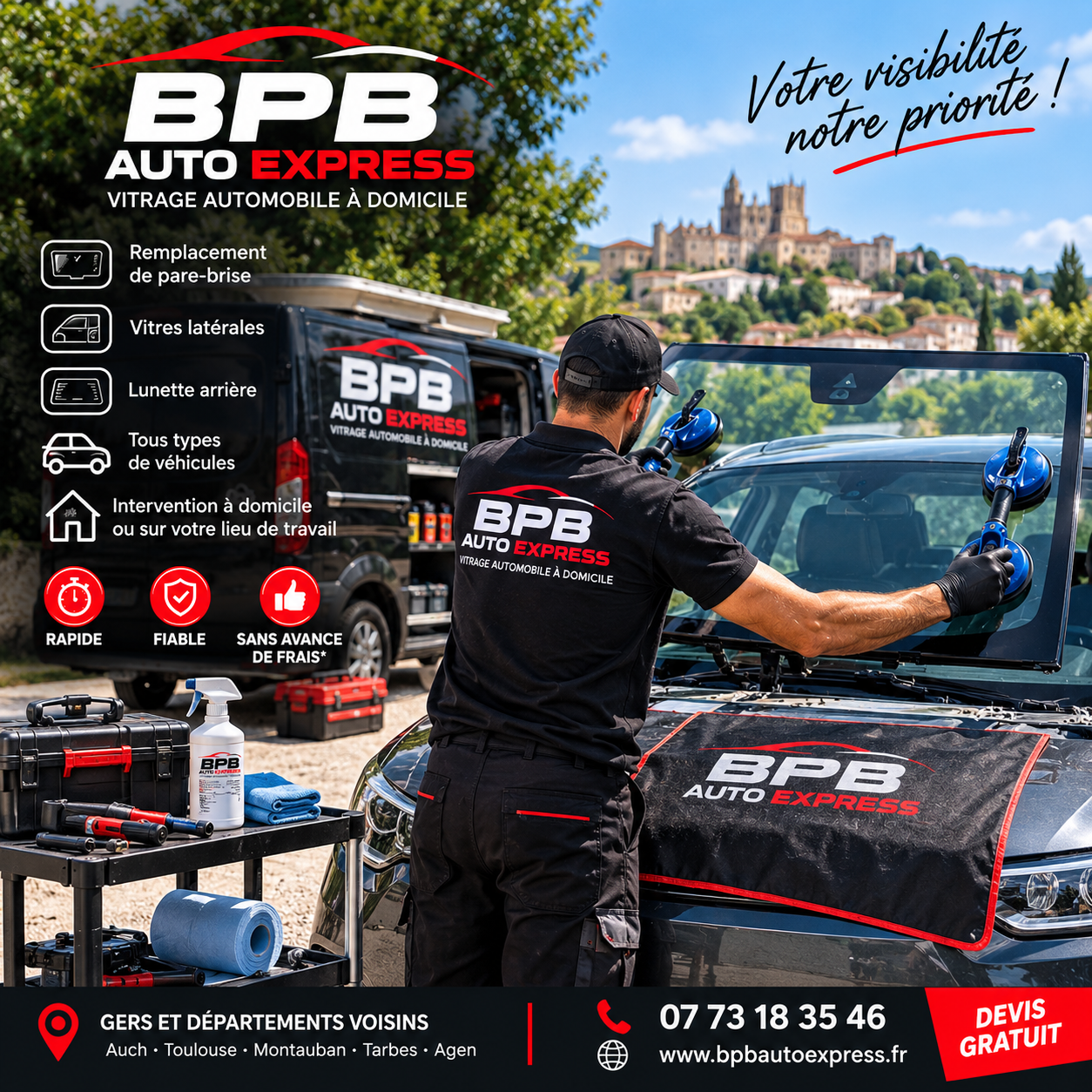 Technicien BPB Auto Express en intervention